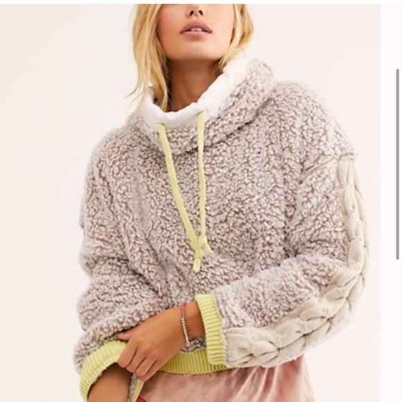 FP FREE PEOPLE BRAND STRETCH BOHO FLEECE PULLOVER SHERPA JACKET SWEATSHIRT TOP M - Picture 4 of 17